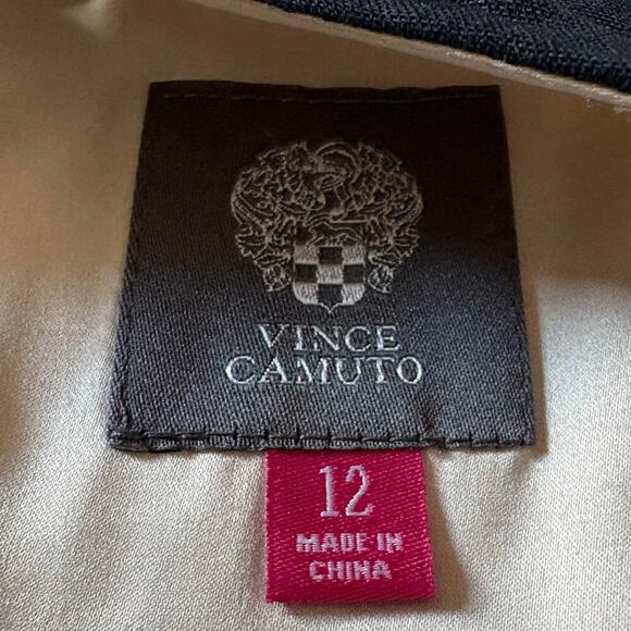 VINCE CAMUTO Pleated Dress Snakeskin Design Green Tan Sz 12 Tall Elegant Evening - Picture 3 of 8